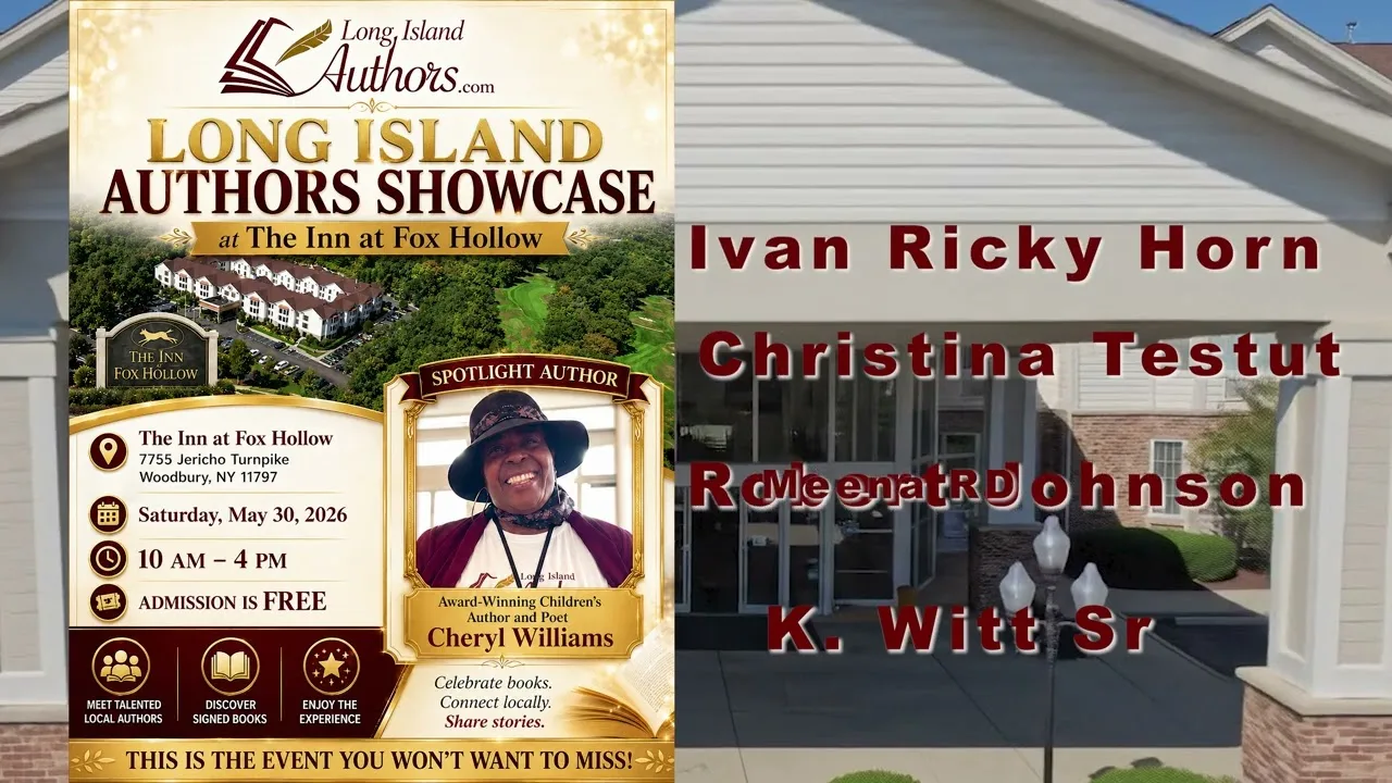 Cheryl Williams spotlight author at the Long Island Authors Showcase at The Inn at Fox Hollow